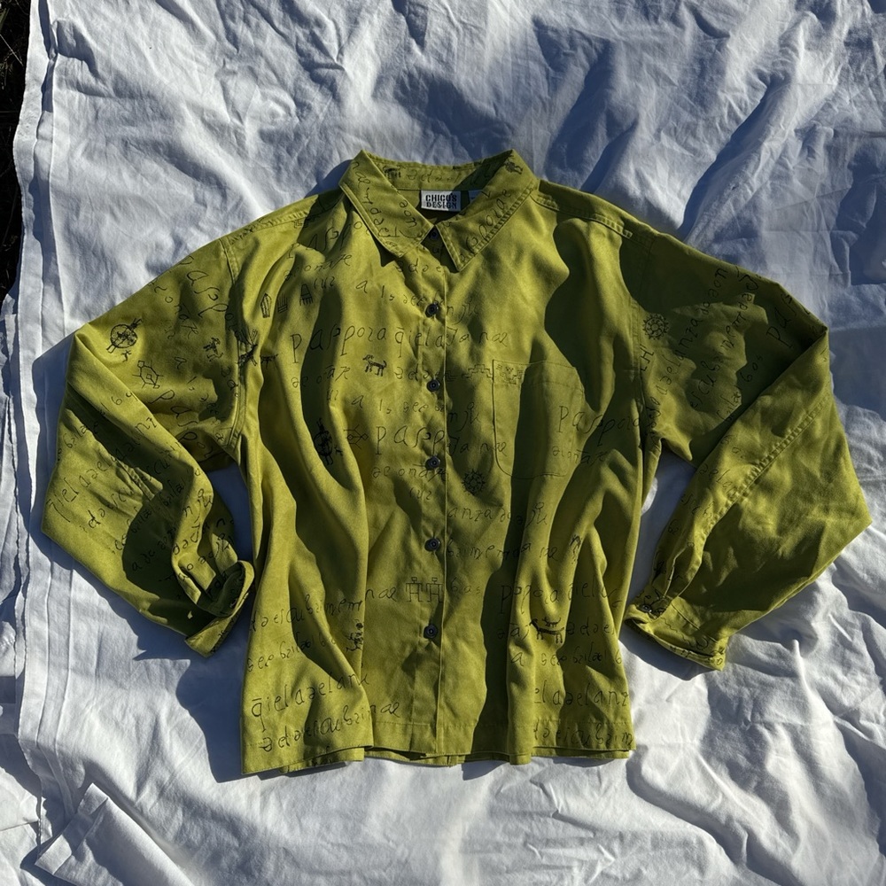 Chico's Olive Script Shirt